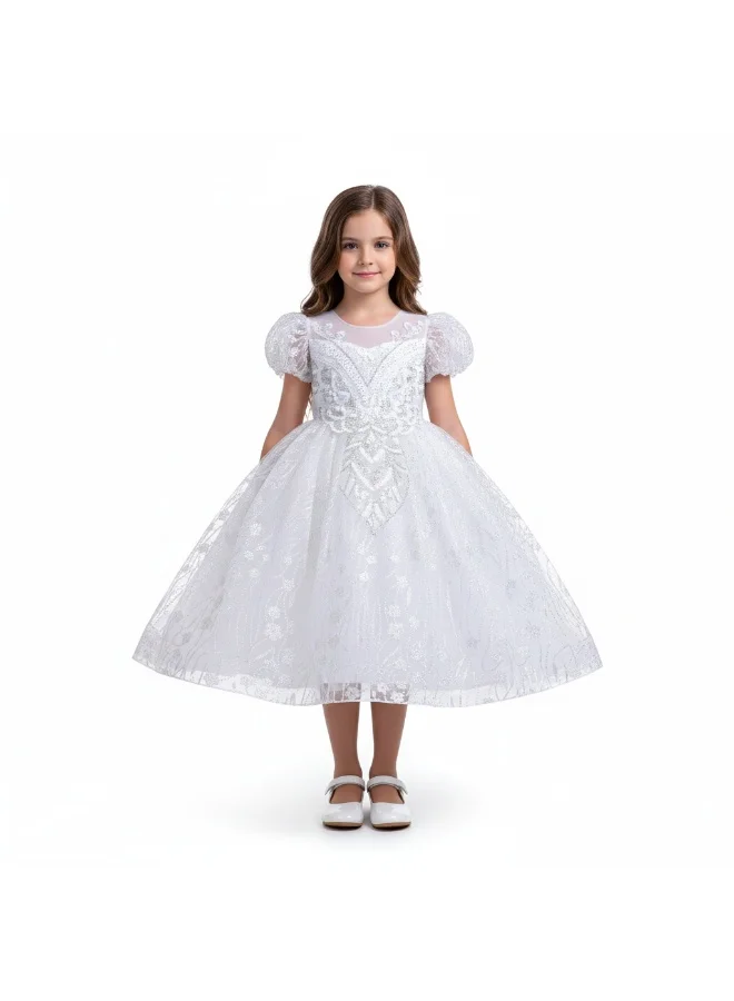 بيداني فستان أبيض لامع